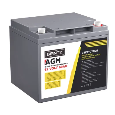 Giantz AGM Deep Cycle Battery 12V 60Ah Portable Box – Maintenance-Free, 1400 Cycles, for Caravan, Camping, Marine