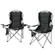 Weisshorn Grey Folding Camping Chairs 2pcs - Portable, Durable 600D Oxford, High Back, 100kg Capacity, Bonus Carry Bag