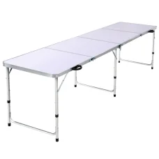 Weisshorn 240CM Portable Folding Camping Table - Adjustable Heights, Aluminium Frame, Rust-Resistant, Lightweight