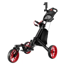 Everfit Foldable Golf Buggy Trolley Cart, 3-Wheel Aluminium, 360° Swivel, Umbrella & Cup Holder, 138x75x117cm