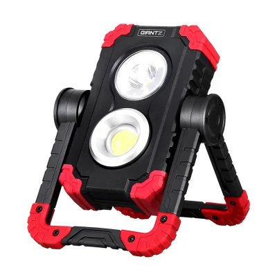 Giantz Rechargeable LED Work Light: 1000LM, 360° Rotation, USB Cordless, 4400mAh Battery, Red/Black, 14x