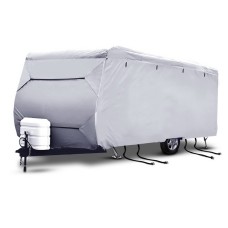 Weisshorn 22-24ft Caravan Cover, 4-Layer UV & Water Resistant, Heavy-Duty Polypropylene, Easy Access Panels, Grey