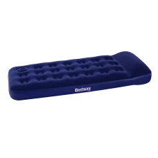 Bestway Single Size Navy Air Mattress - Flocked Surface, Coil-Beam, Built-in Pump, Indoor/Outdoor Use, 1-Year Warranty