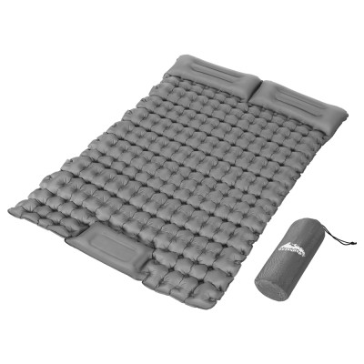 Weisshorn Self-Inflating Camping Mattress Double Air Bed with Pillow, 9cm Thick, Water-resistant, 200x140cm, Green/Blue