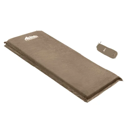 Weisshorn Self-Inflating Camping Mattress, Coffee, 9.5cm Thick Foam, 187x66cm, Water-Resistant, Joinable, w/ Carry