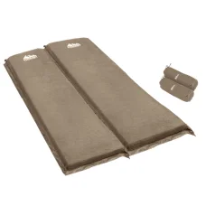 Weisshorn Double Self-Inflating Camping Mat - 9.5cm Thick, Coffee, Water-Resistant Foam, 187x132cm, Joinable, with Carry