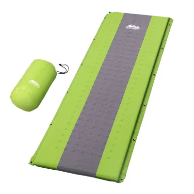 Weisshorn Self-Inflating Camping Mattress - Green, 195x65cm, 2.5cm Thick Foam, Water-Resistant, Joinable for Extra Space