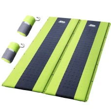 Weisshorn Double Self-Inflating Camping Mattress - 2.5cm Thick Foam, Water-Resistant, Joinable, 190x128cm, Green