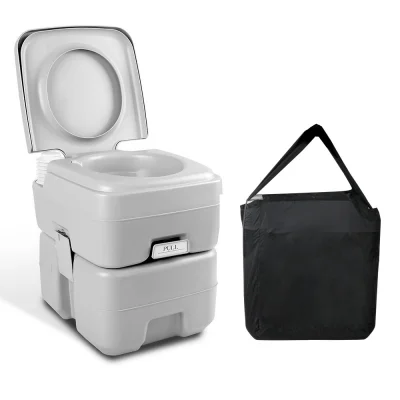 Weisshorn 20L Grey Portable Camping Toilet - High Density, 50 Flushes, Freshwater, Detachable Tank, Carry Bag Included
