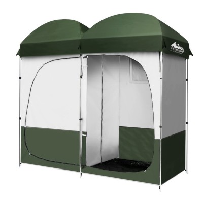 Weisshorn Double Camping Shower Toilet Tent - Portable 2-4 Person Change Room with Steel Poles, 224x114x212CM, Green Weisshorn Double Camping Shower Toilet Tent - Portable 2-4 Person Change Room with Steel Poles, 224x114x212CM, Green