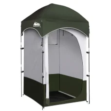 Weisshorn Portable Camping Shower Tent, 190T Polyester, 120x120x215cm, Fibreglass Poles, Extra Headroom, Green
