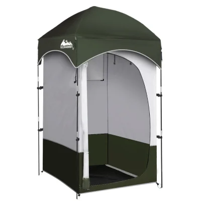 Weisshorn Portable Camping Shower Tent, 190T Polyester, 120x120x215cm, Fibreglass Poles, Extra Headroom, Green