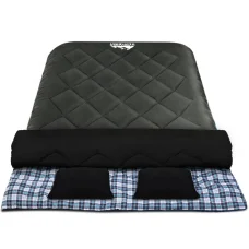 Weisshorn Double Sleeping Bag with Pillow, Thermal Ripstop, Converts to Singles, Grey, -10°C to 15°C, 220x150cm