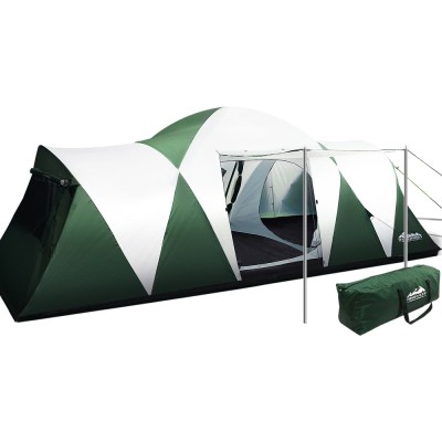 Weisshorn 12-Person Green Dome Tent - Spacious 3-Room Design, UV & Water-Resistant, Easy Setup with Carry Bag