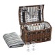 Alfresco 4 Person Picnic Basket Set, Willow & PU Leather, 47x30x30cm, Brown - Insulated, Blanket Included, Outdoor Fun