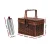Alfresco 4 Person Picnic Basket Set, Willow & Faux Leather, Brown, 39x25x27cm - Insulated Bag & Cutlery Included