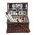 Alfresco 4 Person Picnic Basket Set, Willow & Faux Leather, Brown, 39x25x27cm - Insulated Bag & Cutlery Included