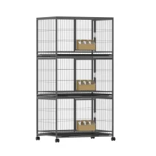 i.Pet Large Bird Cage with Perch & Wheels, Powder-Coated Iron, 60x90.5x172cm, Easy Clean Trays, Fits Budgies & More