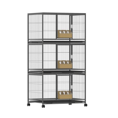 i.Pet Large Bird Cage with Perch & Wheels, Powder-Coated Iron, 60x90.5x172cm, Easy Clean Trays, Fits Budgies & More