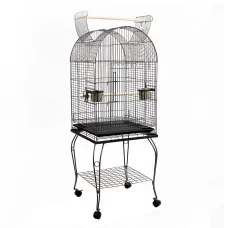 i.Pet 150cm Large Bird Cage with Dome Roof, Wrought Iron, Stainless Steel Feeders, Perches, and Easy-Clean Tray