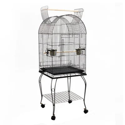 i.Pet 150cm Large Bird Cage with Dome Roof, Wrought Iron, Stainless Steel Feeders, Perches, and Easy-Clean Tray