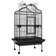 i.Pet 168cm Large Bird Cage - Heavy-Duty Wrought Iron Aviary with Open Roof, Perches, Seed Skirts & Wheels