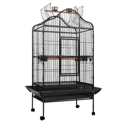 i.Pet 168cm Large Bird Cage - Heavy-Duty Wrought Iron Aviary with Open Roof, Perches, Seed Skirts & Wheels