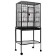 i.Pet 144cm Large Bird Cage Aviary, Black Wrought Iron, Mobile with Lockable Casters, Easy-Clean Tray, Ideal for Birds