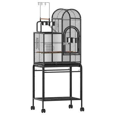 i.Pet 153cm Large Bird Cage Aviary with Ladder, Toy Hanger & Castor Wheels - Wrought Iron, Easy Clean & Access