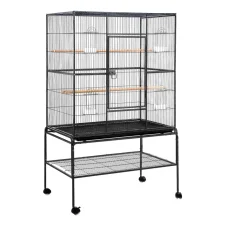 i.Pet Large 160cm Bird Cage, Wrought Iron, Powder-Coated, with Wheels, Perches, and Tray for Parrots and Budgies
