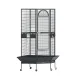 i.Pet Large Corner Bird Cage - Wrought Iron, Easy Clean, Mobile Stand, Budgie/Parrot Aviary, Black, 76x76x161cm