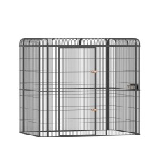 i.Pet Large Walk-in Bird Cage Aviary for Parrots, 203cm Wrought Iron, Secure Locks, Feeder Doors, Black