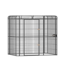 i.Pet Large Walk-in Bird Cage Aviary for Parrots, 203cm Wrought Iron, Secure Locks, Feeder Doors, Black