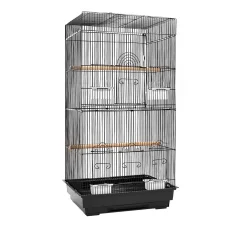 i.Pet 88cm Large Wrought Iron Bird Cage - Black Aviary with Perches, Feeders, Removable Tray, for Small to Medium Birds