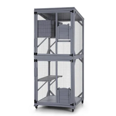 i.Pet 180cm Wooden Multi-Tier Cat House & Rabbit Hutch – Durable Fir Wood, Water-Resistant Roof, Indoor/Outdoor Use