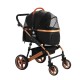 i.Pet 3-in-1 Pet Stroller - Large Foldable Pram for Dogs & Cats, 600D Oxford, Steel Frame, 360° Wheels, Rose Gold