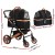 i.Pet 3-in-1 Pet Stroller - Large Foldable Pram for Dogs & Cats, 600D Oxford, Steel Frame, 360° Wheels, Rose Gold