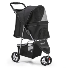 i.Pet Large Foldable Pet Stroller: 3-Wheel Travel Pram for Dogs & Cats, 600D Oxford Fabric, EVA Wheels, 15kg Capacity