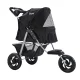 i.Pet Large Pet Stroller, Foldable 3-Wheel Pram for Dogs & Cats, Durable Steel Frame, 600D Fabric, 12" EVA Wheels, Black