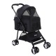 i.Pet Stroller: Foldable 4-Wheel Pet Pram, Carrier & Car Seat, Steel Frame, 600D Oxford, Black, 84x48x99