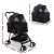 i.Pet Stroller: Foldable 4-Wheel Pet Pram, Carrier & Car Seat, Steel Frame, 600D Oxford, Black, 84x48x99