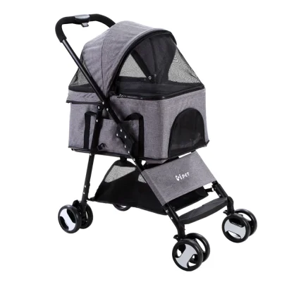 i.Pet Foldable Pet Stroller & Carrier: 3-in-1, Steel Frame, 600D Oxford, 5.5'' EVA Wheels, Grey, 84