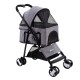 i.Pet Foldable Pet Stroller & Carrier: 3-in-1, Steel Frame, 600D Oxford, 5.5'' EVA Wheels, Grey, 84