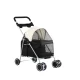 i.Pet Pet Stroller Pram: Foldable, Steel Frame, 360° Wheels, Water-Resistant Oxford Fabric, 15kg Capacity, Black/White