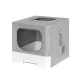i.Pet Large Foldable Enclosed Cat Litter Box with Ventilation, Removable Tray & Scoop - Grey 48.5x38.5cm, PP Material