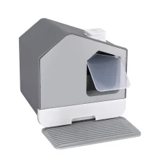 i.Pet Grey Enclosed Cat Litter Box with Scoop & Mat - Spacious, Odour-Control Design, Durable Plastic, Easy Clean