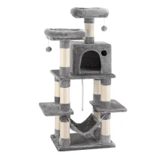 i.Pet 145cm Cat Tree Tower in Light Grey - Durable Sisal Scratching Posts, Plush Velvet, Multi-Level Condo & Play Areas