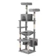 i.Pet 184cm Cat Tree Tower Condo - Light Grey Plush Velvet, Sisal Posts, Multi-Level with Perches & Hanging Ball