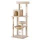 i.Pet 143cm Cat Tree Tower in Beige - Plush Velvet, Sisal Posts, Multi-Level Condo with Toys for Scratching & Lounging