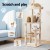 i.Pet 143cm Cat Tree Tower in Beige - Plush Velvet, Sisal Posts, Multi-Level Condo with Toys for Scratching & Lounging